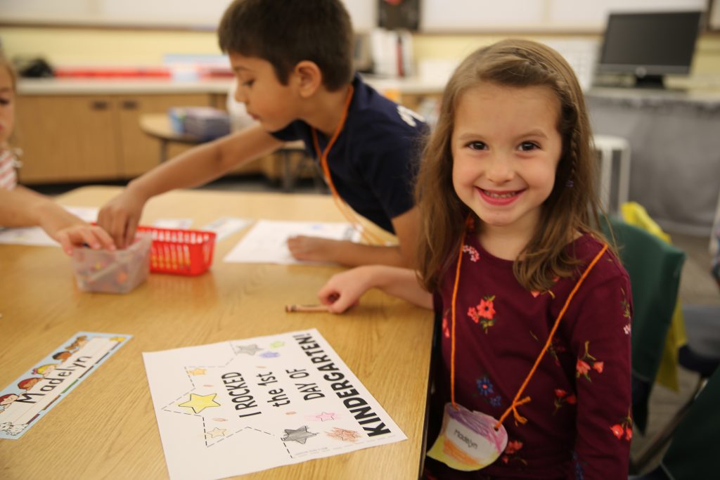 Mary Frank kindergartner on the 1st Day of Kindergarten
