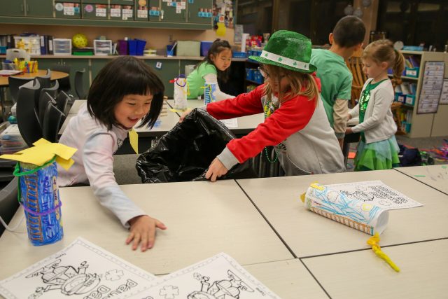 students clean desk